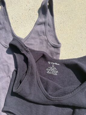 By Together Ribbed Tank Bodysuits in Lavender and Charcoal
